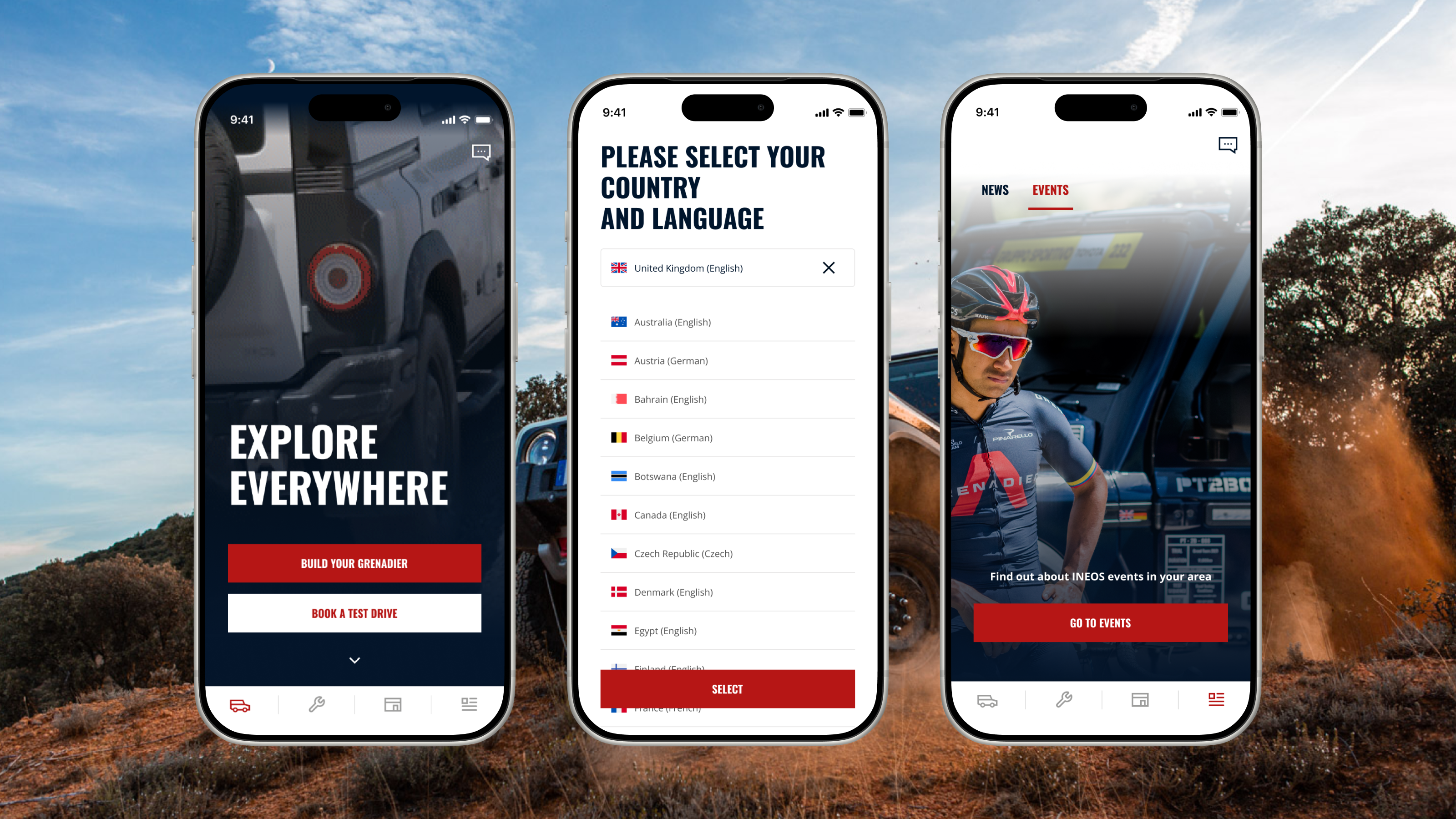 INEOS final app screens